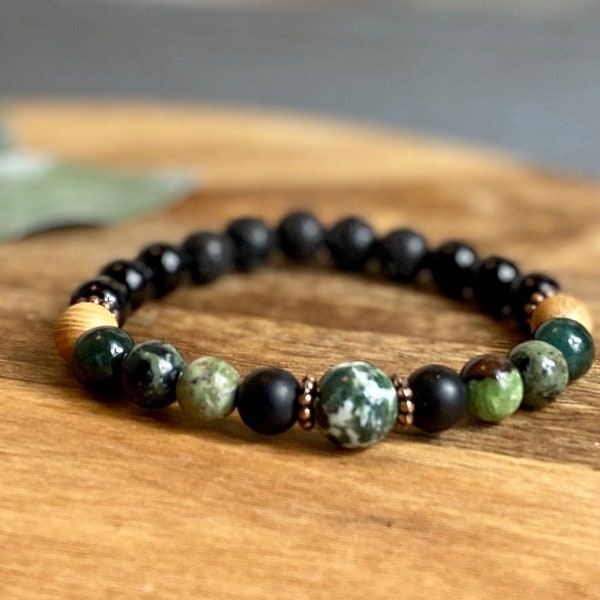 Earth Element Crystal Healing Stone Bracelet. Bracelet for Grounding, Stabilizing and Manifestation