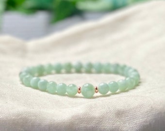 6mm Green Moonstone Crystal Mala Bead Bracelet, Bracelet for Emotional Healing and Balance. Best Calming Stone to ease Stress. Garnierite