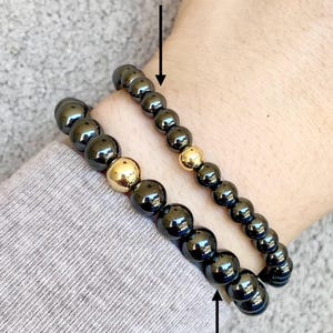 Hematite Beaded Bracelet with 14k Gold-Filled Accents