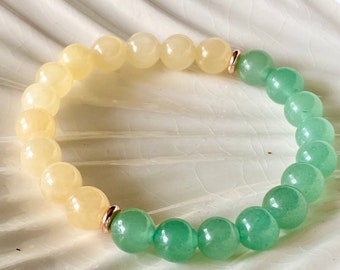 Jade & Yellow Jade Crystal Beaded Gemstone Bracelet, Healing Bracelets for Women, Bead Jewelry Handmade Bracelet, Bracelet Gift Women.