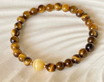 Tiger Eye Bracelet – Strength & Protection | Dainty 6mm Gemstone Gift