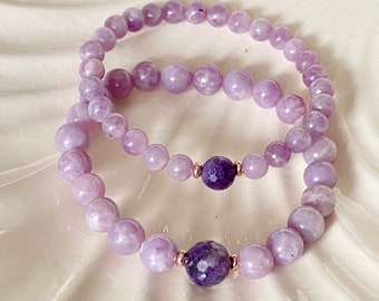 Natural Light and Dark Lepidolite for Calming and Healing Purple Gemstone Soothe stress and anxiety / Sleep Aid