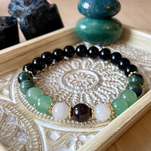 Prosperity Money & Abundance Gemstone Stretch beaded Bracelet, Good Luck Bracelet, Money Bracelet,  Wealth Mala Bracelet