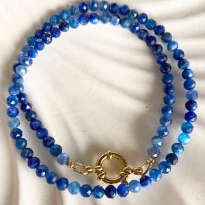 Faceted Kyanite Choker: Dainty Blue Crystal Necklace, Clarity & Calm