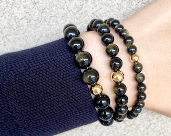 Obsidian Protection Crystal Bracelet – Golden Sheen Powerful Protection & Confidence Stone