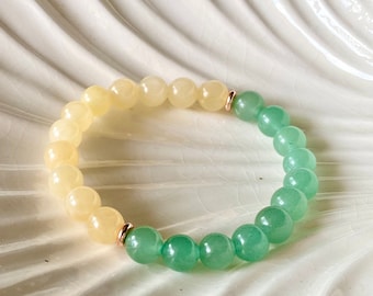 Jade & Yellow Jade Crystal Beaded Bracelet: Handmade Gemstone Jewelry