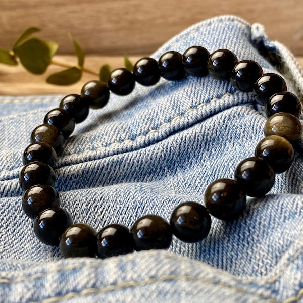 Men’s Obsidian Protection Beaded gift Bracelet, Good Quality Gemstone Bracelet for Men, Gift for Dad, Unisex bracelet.