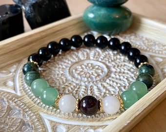 Prosperity Money & Abundance Gemstone Stretch beaded Bracelet, Good Luck Bracelet, Money Bracelet,  Wealth Mala Bracelet