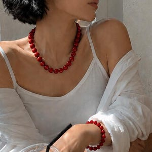 Red Carnelian Necklace – 10mm Beaded Energy & Confidence Gift Tariff-Free Delivery to USA