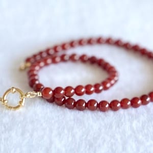 Deep Red Carnelian Necklace – Crystal Bead Necklace Choker for Energy & Confidence