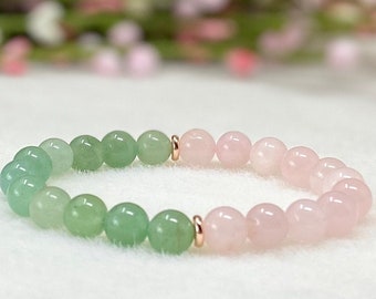 Rose Quartz & Jade Beaded mala healing Bracelets - Top quality stones