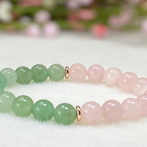 White Quartz Bracelet With Blue Jade Beads Gemstone Bracelet Etsy