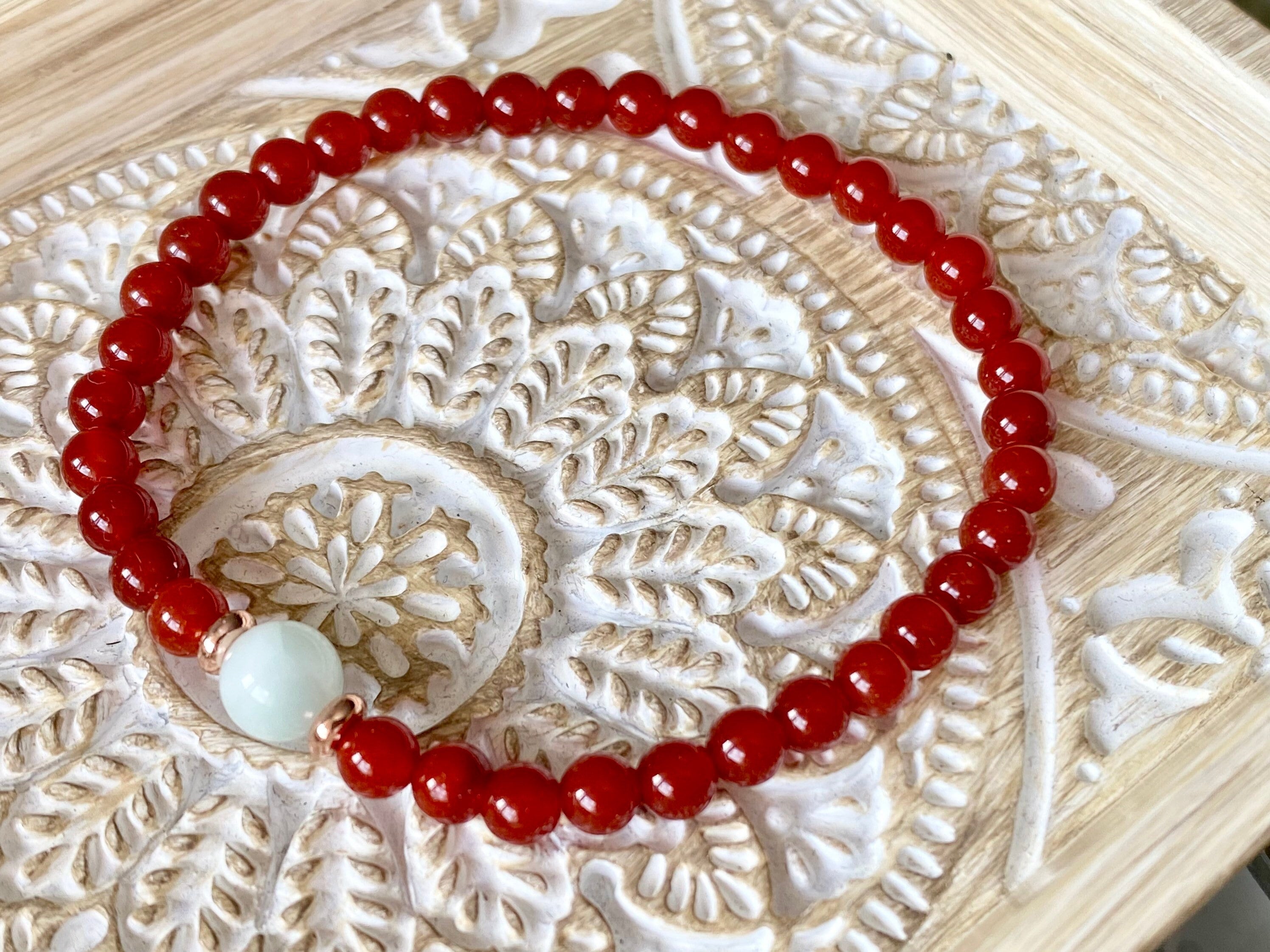 Carnelian & Moonstone Beaded Bracelet: 14k Gold-Filled Accents