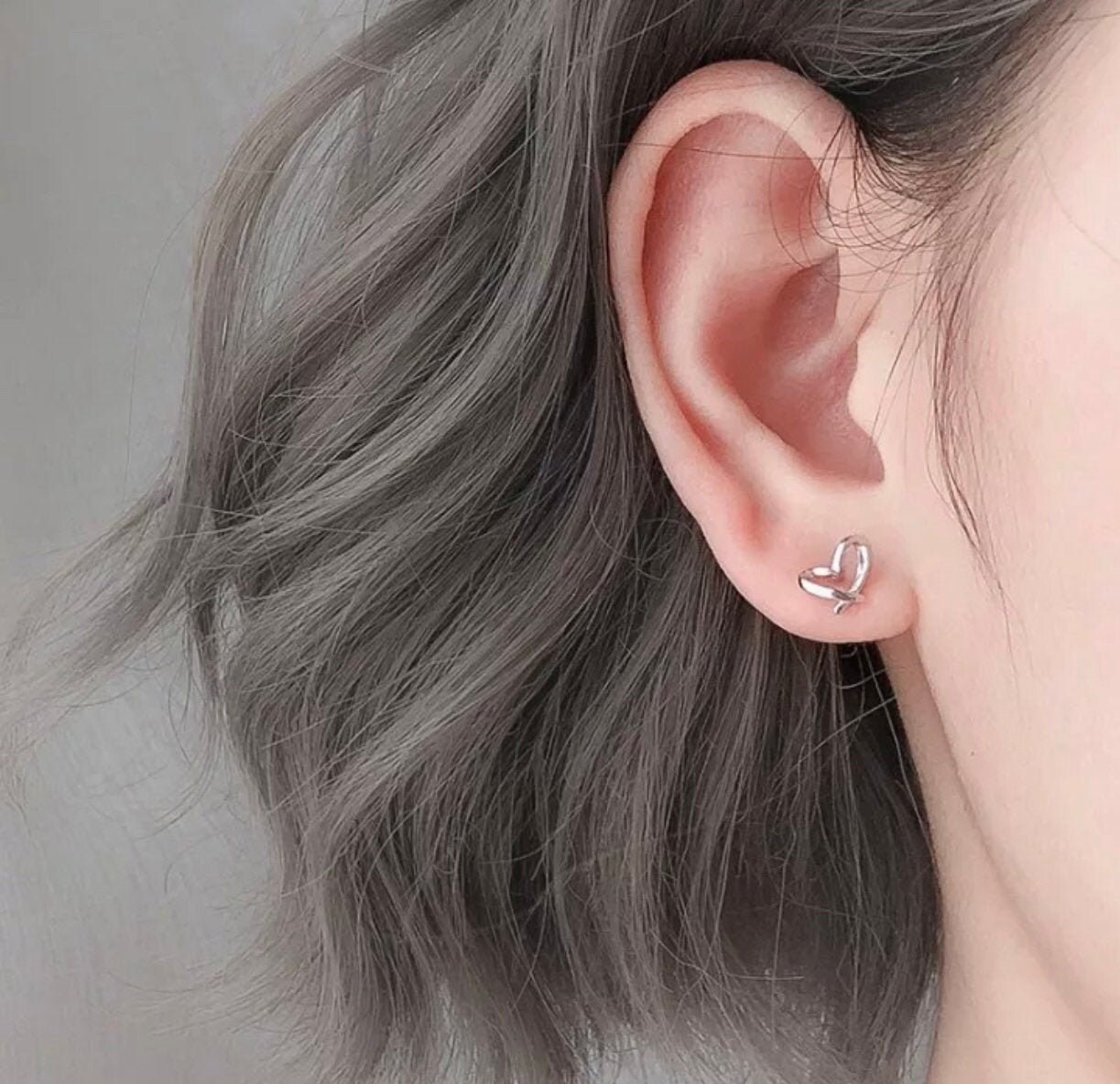 Hypoallergenic White Gold Heart Earrings 18k Gold Plated Over Etsy