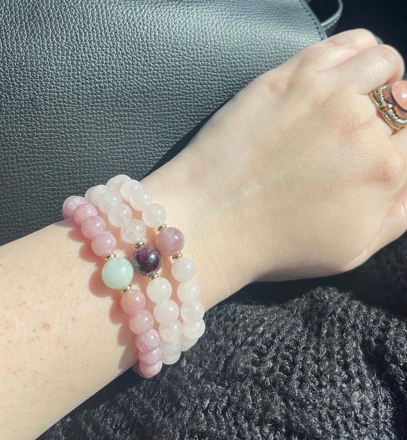 Rose Quartz Bracelet: Madagascar Gemstone, Love & Compassion, Handmade immagine 5