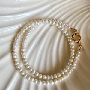 Dainty 4mm Freshwater Pearl Necklace – Minimalist Potato Natural Pearl Choker, Natural White Pearls, June Birthstone, Handmade Gift for Her