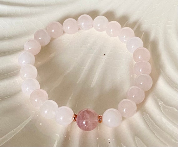 Rose Quartz Bracelet: Madagascar Gemstone, Love & Compassion, Handmade