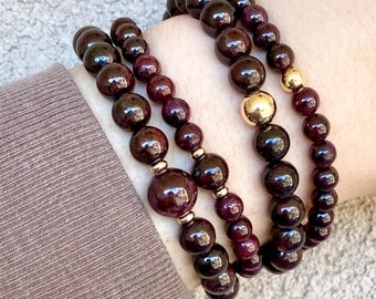 Garnet Crystal Bracelet – Deep Red Gemstone for Passion & Strength January Birthstone