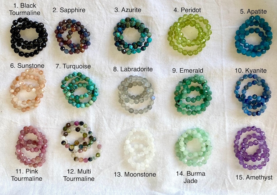 Gemstone Beaded Ring: Handmade Crystal Stacking Jewelry - Etsy