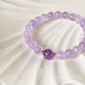 8mm Lavender Amethyst Gemstone Beaded Wrist Bracelet Purple - Etsy