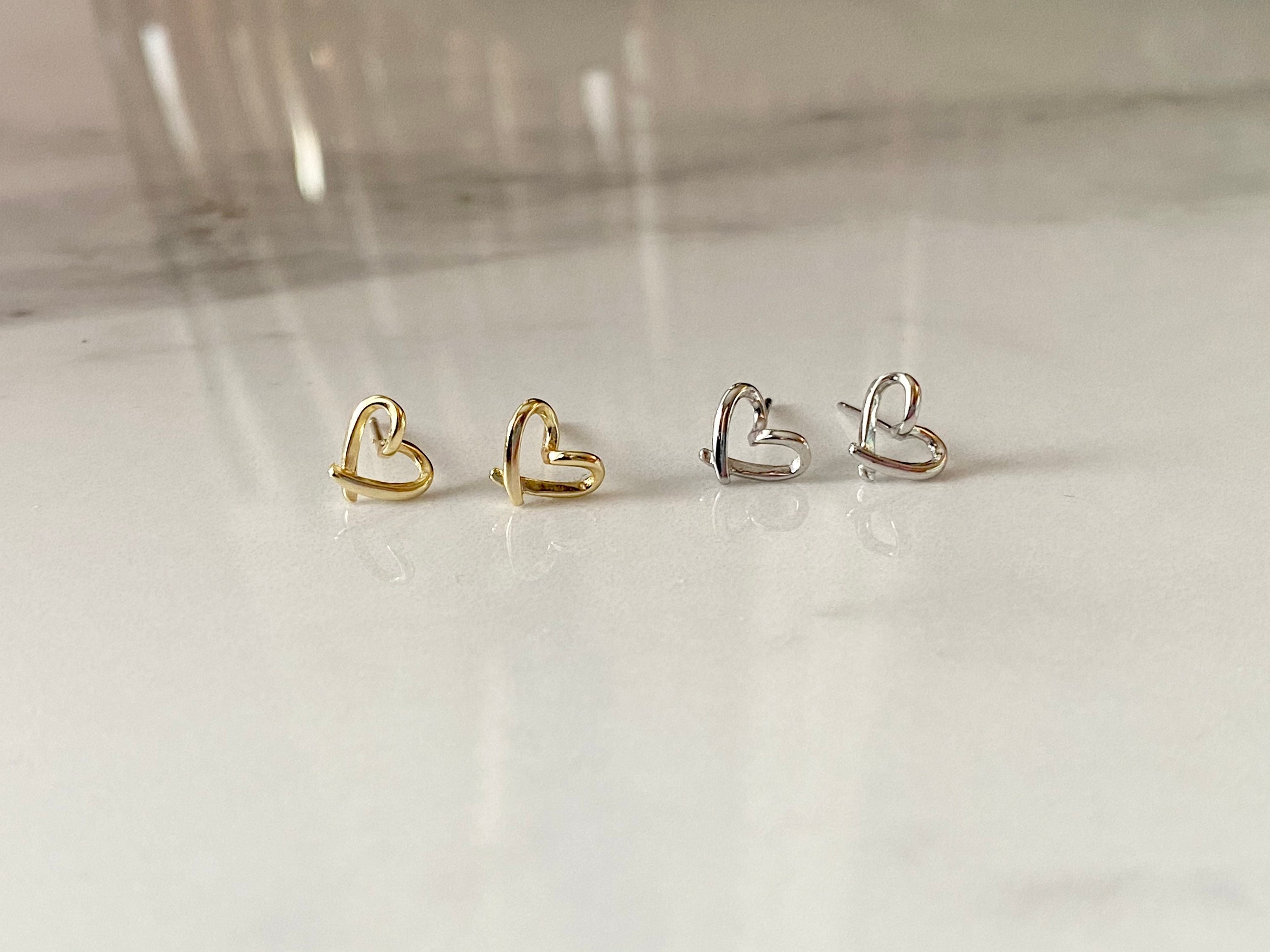 White heart shop earrings