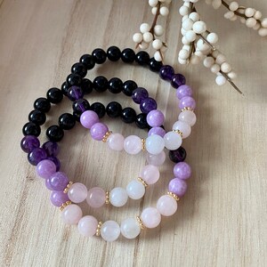 Empath Protection Bracelet: Gemstone Healing, 14k Gold Accents image 3