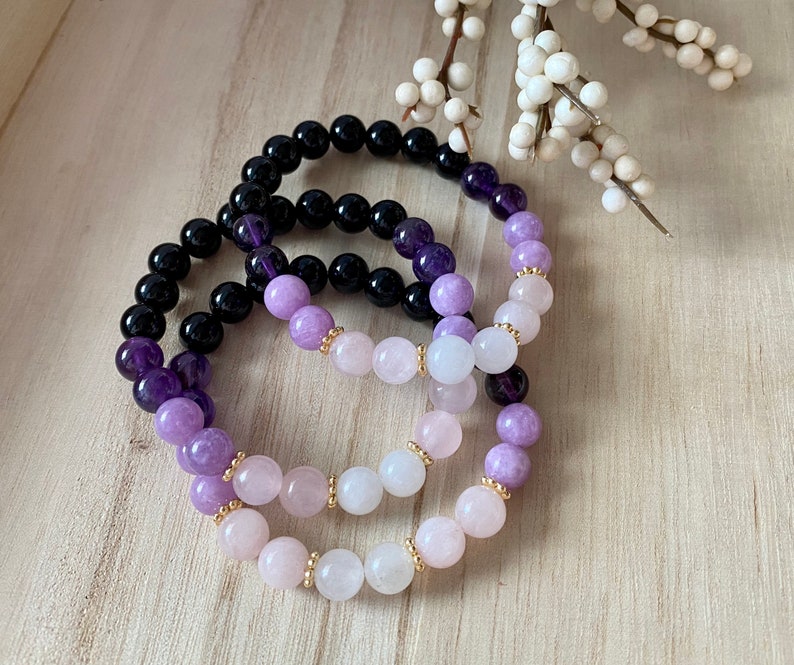 Empath Protection Bracelet: Gemstone Healing, 14k Gold Accents image 3