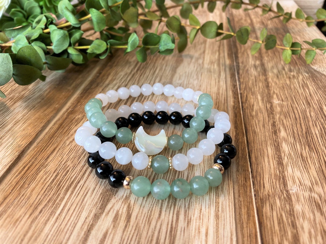 3 Pack Jade Moon Bracelet Set. Beaded Bracelets With Jade - Etsy Canada