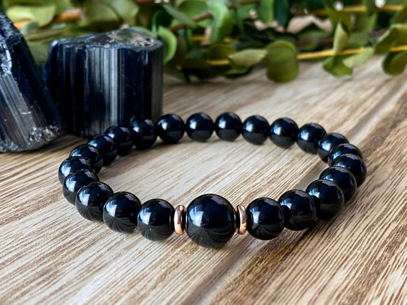 Black Tourmaline Powerful Protection Bead Gemstone Stretch EMF
