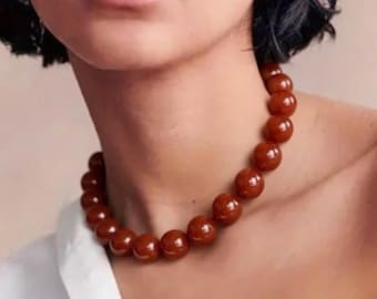 Red Carnelian Necklace – 10mm Beaded Energy & Confidence Gift Tariff-Free Delivery to USA