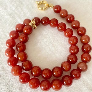 Red Carnelian Bead Necklace: 10mm Energy & Confidence Choker