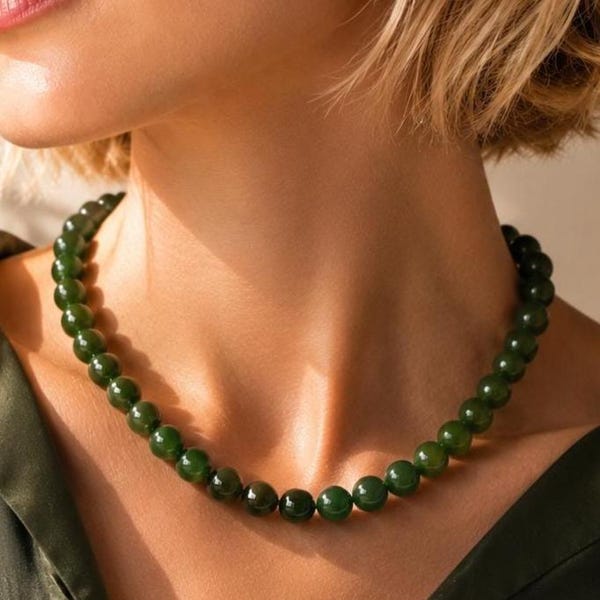 Collier en jade vert AAA véritable, bijou à porter au quotidien, pierre porte-bonheur
