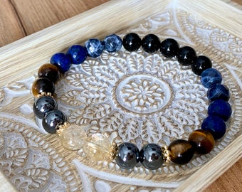 Ultimate Protection Beaded Bracelet, Crystal Healing gemstone Bracelet, Grounding, Protection bracelet, Gifts for her