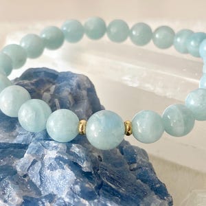 Aquamarine Crystal Bracelet: 14k Gold-Filled, Calm Energy Healing