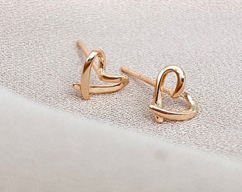 18k Gold Plated Sterling Silver Heart Stud Earrings: Hypoallergenic Jewelry