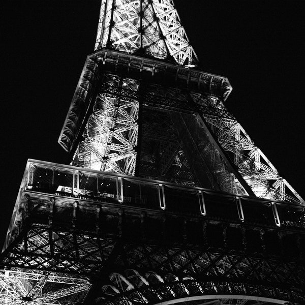 Eiffel Tower Detail Black and White - High Quality Original Photograph