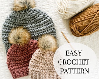 EASY CROCHET PATTERN: Katy Hat | Easy Bulky Weight Crochet Beanie Pattern