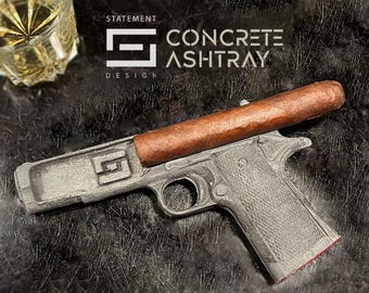 Concrete Ashtray | Cigars | Ashtray | Gun Ashtray | Concrete | Gun | Firearm | Pistol | Smoke | Concrete