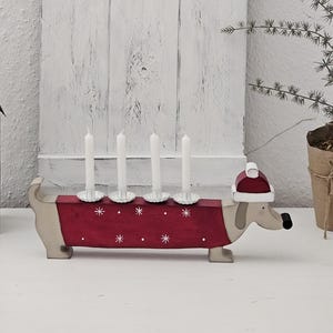 Adventsdackel l Holz l Adventskranz l ROT l handmade l Weihnachten l Dackel