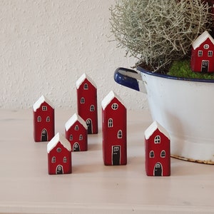 Set of 3 Swedish houses*wood*red*handmade*