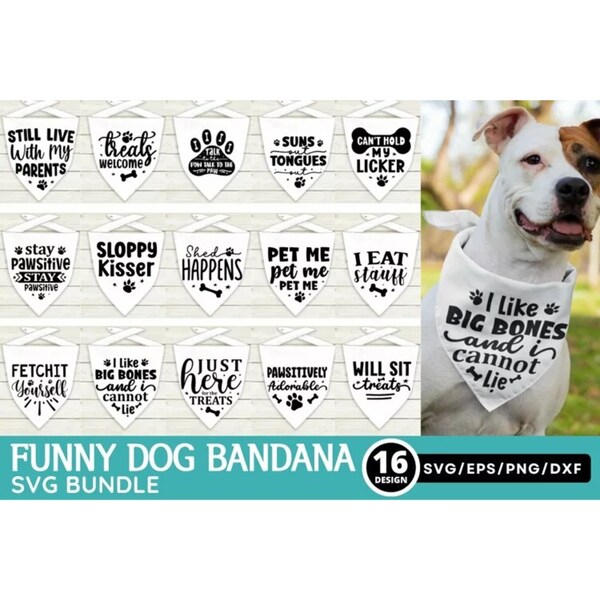 Funny Dog - Bandana SVG Bundle - Pet Shirt Svg - Dog bandana SVG - Dog bandana designs - Funny dog graphics