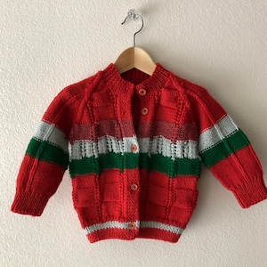 Adorable Kids 50s 60s Cozy Handmade Knit Cardigan Sweater