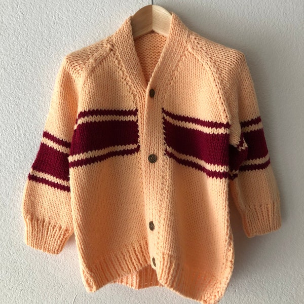 Vintage 60s Kids Knitted Soft Button Front Cardigan Sweater