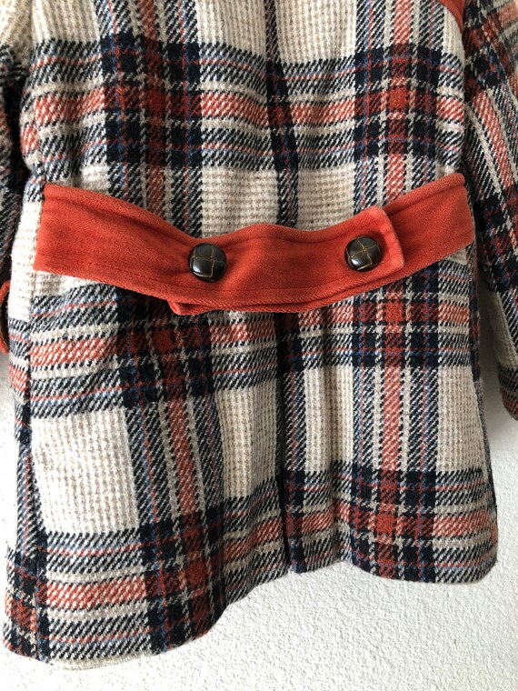 Vintage Kids 1940s 1950s Plaid Wool Coat Child Ja… - image 4