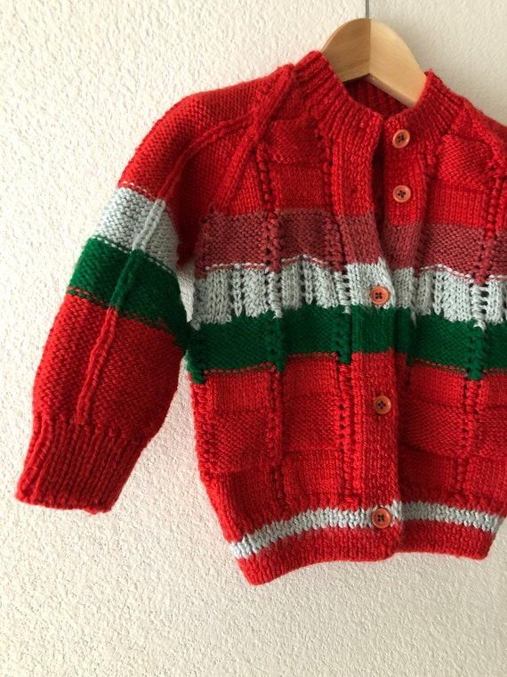 Adorable Kids 50s 60s Cozy Handmade Knit Cardigan… - image 4