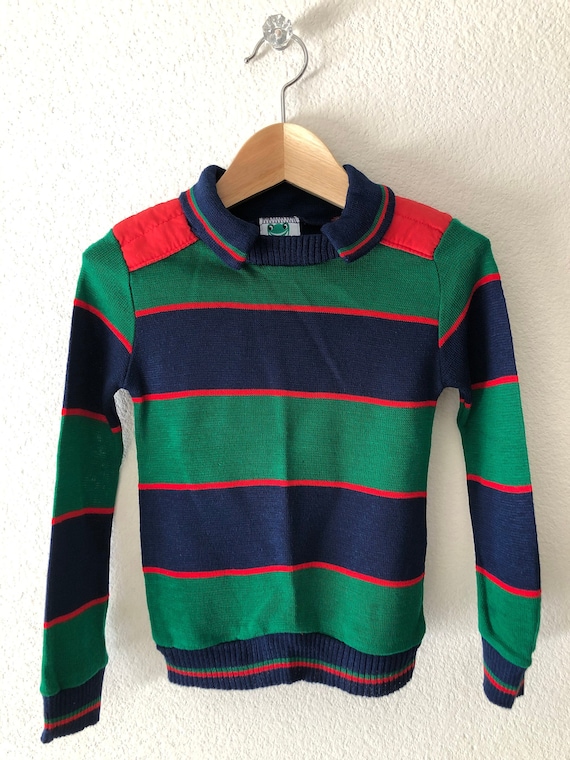 Adorable 70s Bull Frog Knits Preppy Kids Long Sle… - image 1