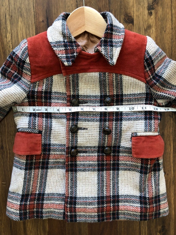 Vintage Kids 1940s 1950s Plaid Wool Coat Child Ja… - image 9