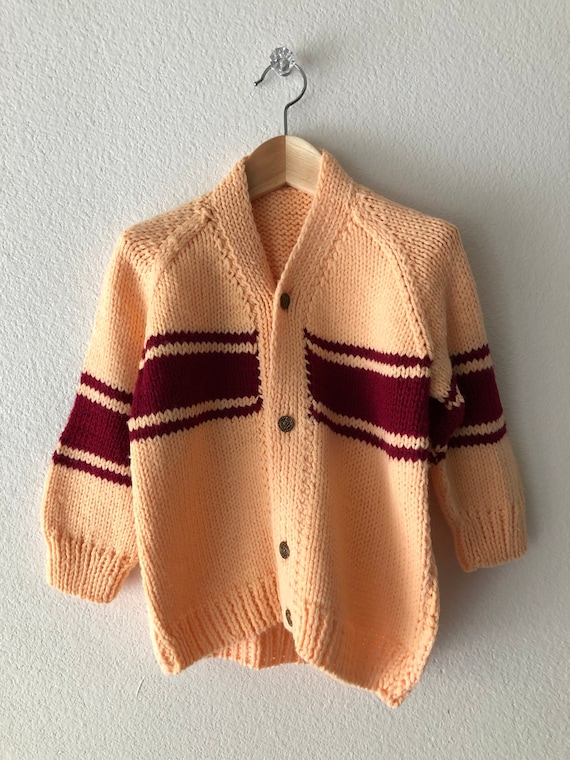 Vintage 60s Kids Knitted Soft Button Front Cardiga