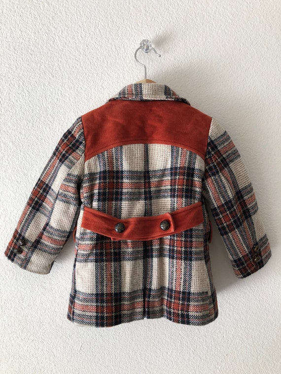 Vintage Kids 1940s 1950s Plaid Wool Coat Child Ja… - image 2