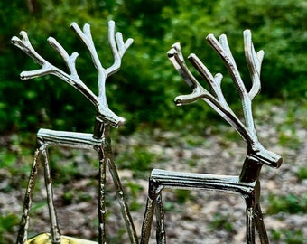 Twig Reindeer Stocking Holder - Vintage | Silver Santa's Reindeer Mantel Decor
